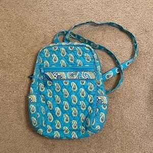 Vera Bradley Small Backpack in Bermuda Blue and Green Paisley